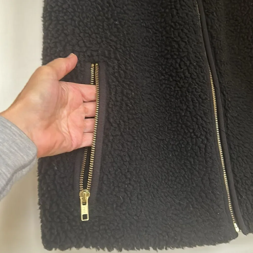 Fuzzy Vest With Gold Zipper Accents By J Crew